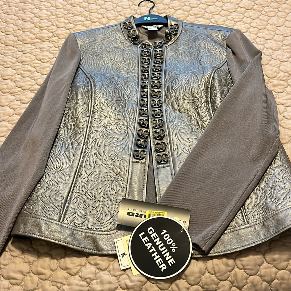 Silver Genuine Leather Jacket